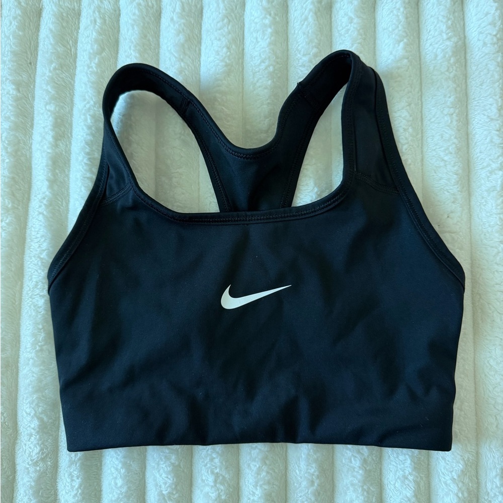 Nike Women's Black Sports Bra with White Logo